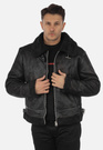 Kożuch Męski Kurtka Czarna Pilotka Slim Fit 15-K-2024