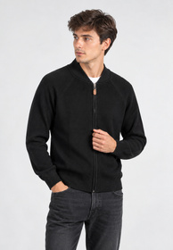 Sweter Męski Rozpinany Na Zamek Klasyczny Casual Elegancki Czarny