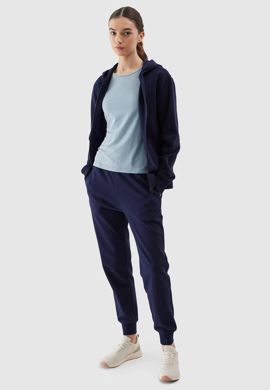 Bluza Damska 4F Sportowa Dresowa Rozpinana Ocieplana Z Kapturem Granatowa 4FWSS24TSWSF0956