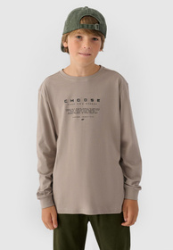 Longsleeve Chłopięcy 4F Regular Z Nadrukiem Szary 4FJWAW24TLONM294