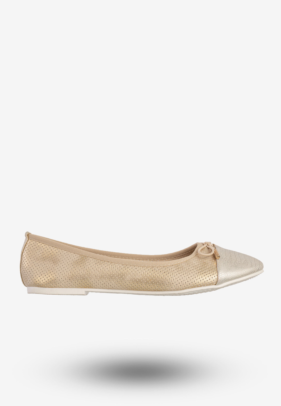 Baleriny Damskie Ekoskóra Buty Wsuwane Złote Goodin GD-1010