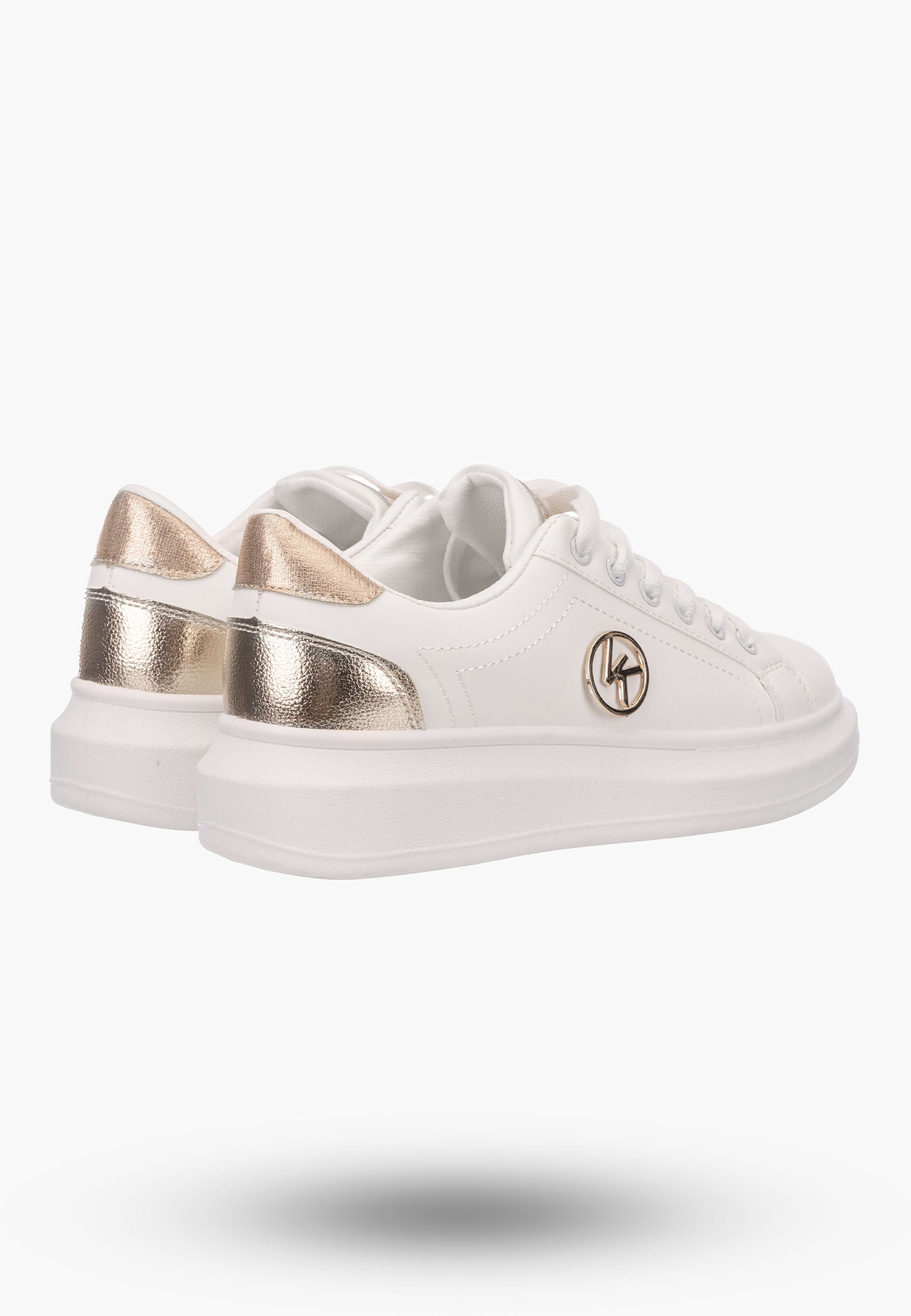 Półbuty Damskie Białe Sneakersy Lekkie na wysokiej podeszwie