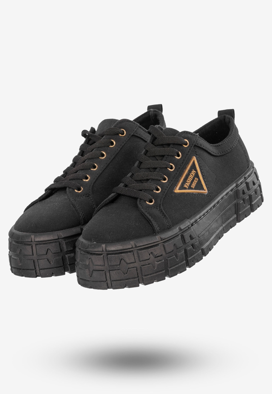 Tenisówki Damskie Trampki Buty Na Platformie Czarne Goodin GD-HR-28