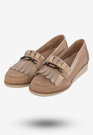 Mokasyny Damskie Buty Ze Skóry Naturalnej Beżowe Korda 1902