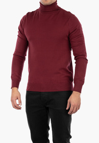 Golf Męski Elegancki Sweter Klasyczny Bordowy G-B-1-2024