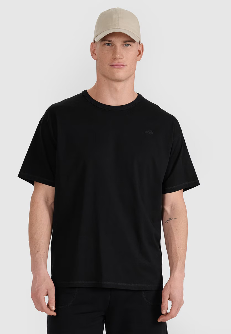 T-Shirt Uniseks 4F Oversize Koszulka z krótkim rękawem Czarna 4FWSS25TTSHU1972