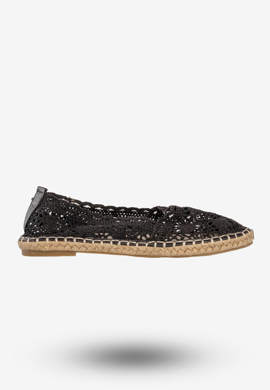 Espadryle Damskie Ażurowe Buty Wsuwane Na Wiosnę Lato Czarne
