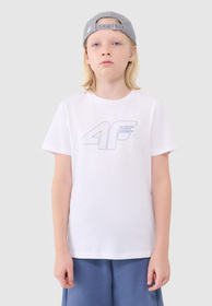 Koszulka Chłopięca 4F T-shirt Z Nadrukiem Biała 4FJWSS25TTSHM2185