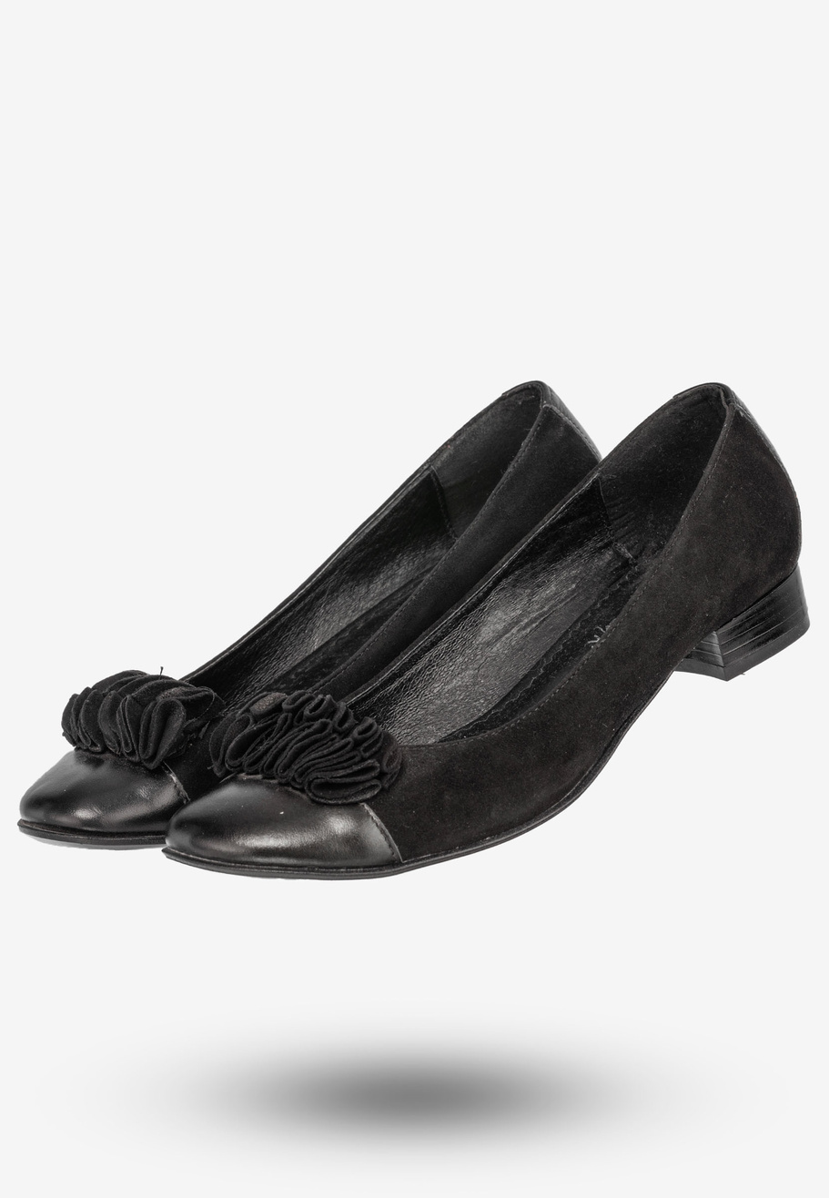 Półbuty Damskie Skórzane Buty Na Płaskim Obcasie Eleganckie Szewczyk Czarne 1422