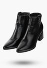Buty Damskie Botki Ocieplane Ekoskóra Czarne Na Klocku Na Zimę RMR2025-4