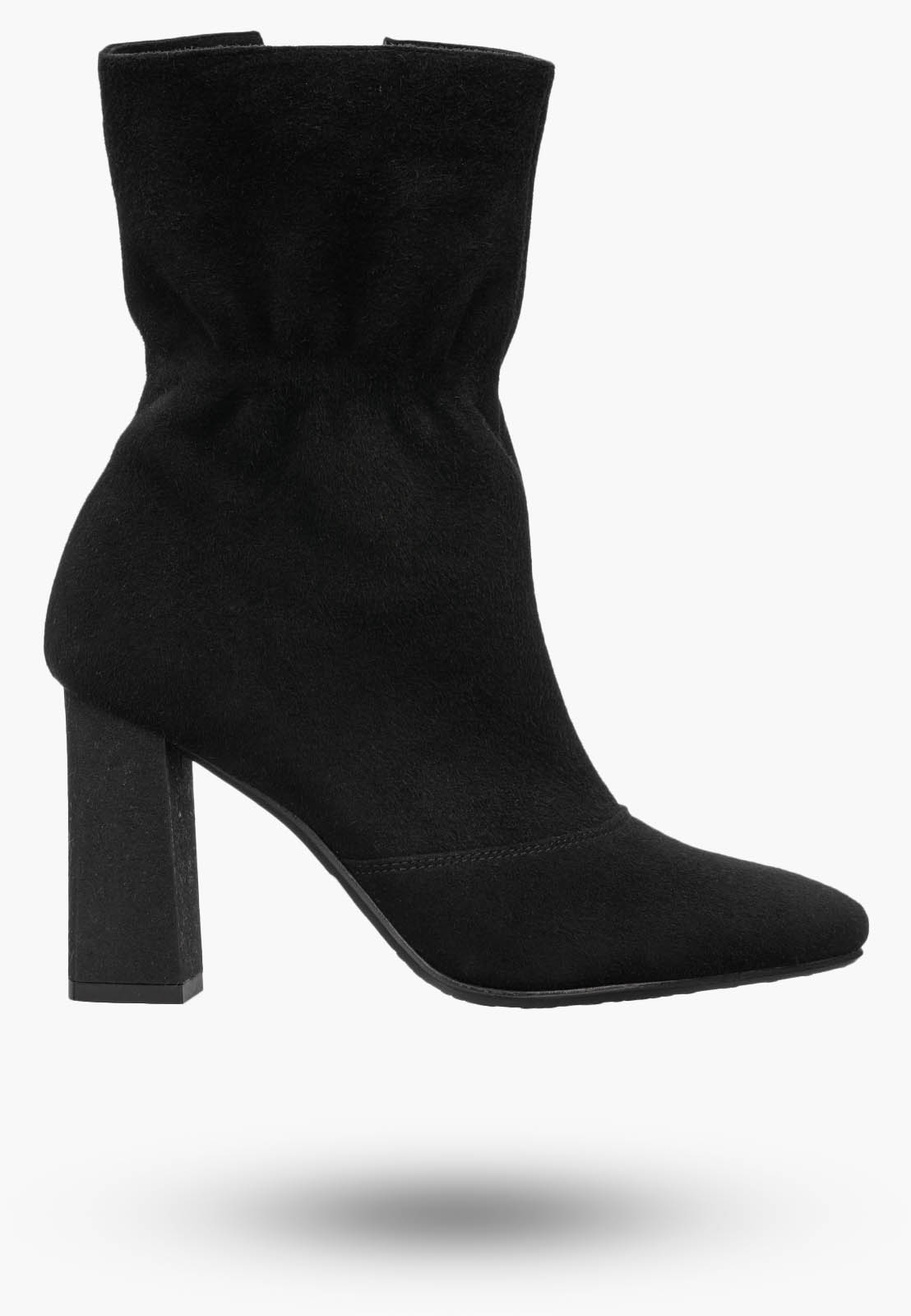 Botki Damskie Skórzane Buty Zamszowe Stylowe Czarne KORDEL PRODUKT POLSKI
