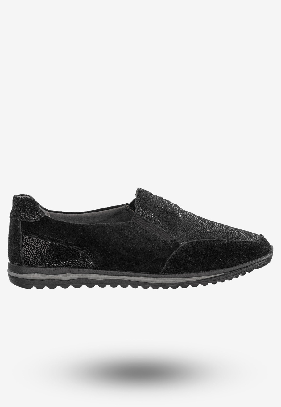 Półbuty Damskie Buty Skórzane Sneakersy Czarne DK FJL160083