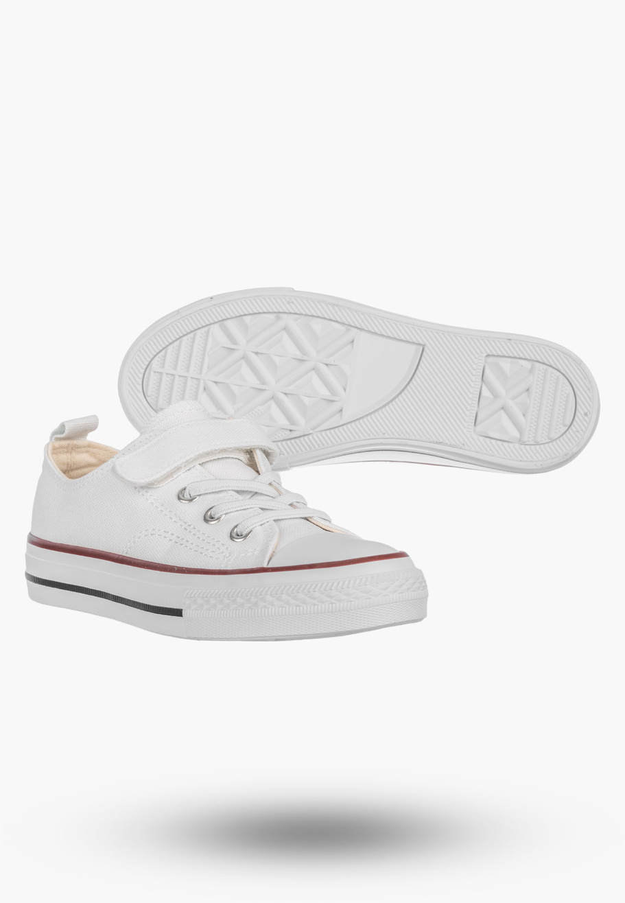 Trampki Dziecięce na Rzepy Buty Białe Materiałowe Sportowe RC06P