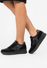 Sneakersy Damskie Skórzane Buty Na Platformie Półbuty Czarne IGI&CO