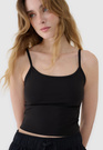 Crop-top Damski 4F Slim Fit Koszulka Na Ramiączkach Czarna 4FWSS25TSLEF127