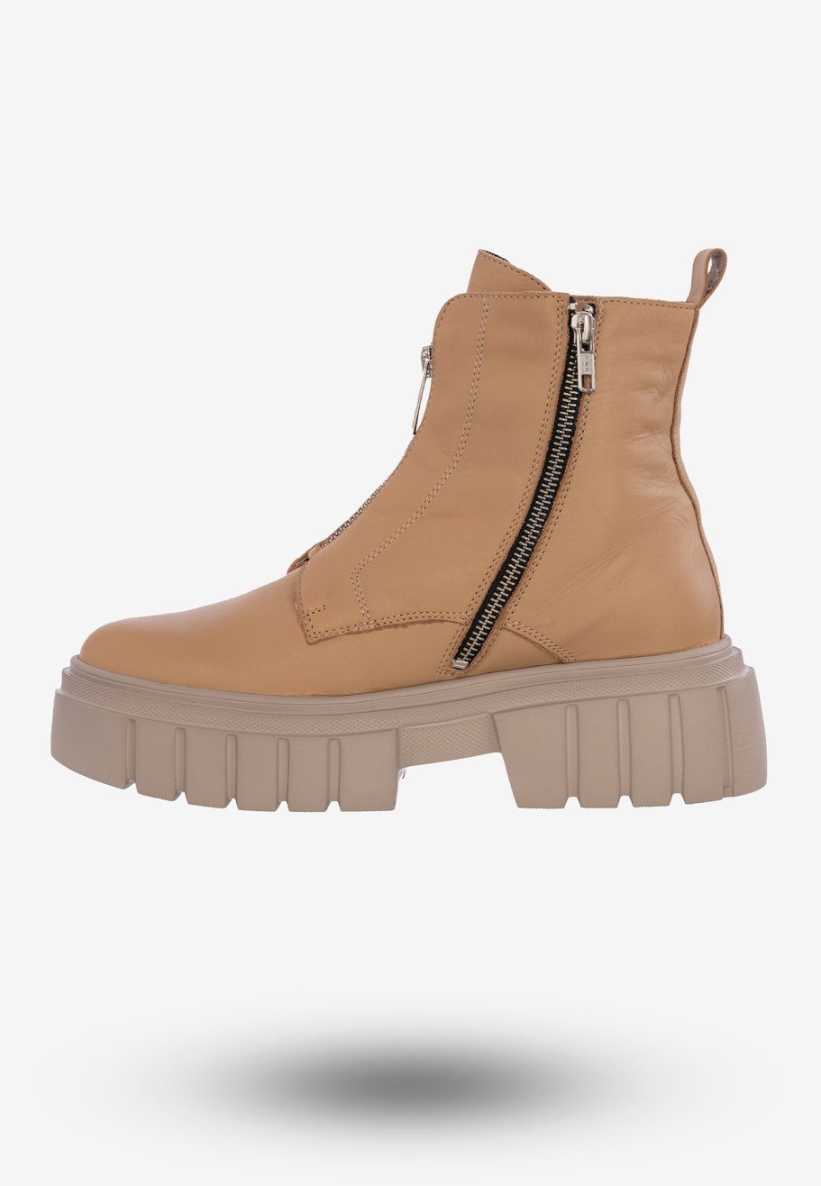 Botki Damskie Buty Skórzane Trapery Na Zimę Camel 1292