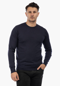 Sweter Męski Elegancki Klasyczny Basic Granatowy S-G-1-2024