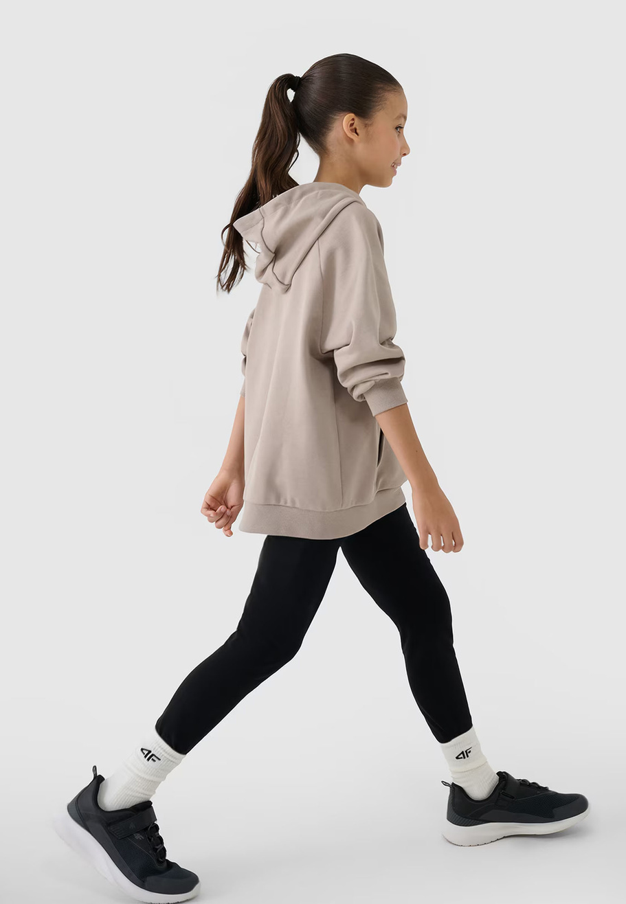 Bluza Dziewczęca 4F Beżowa z Kapturem Oversize 4FJWSS25TSWSF1478