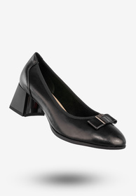 Czółenka Damskie Skórzane Buty na Obcasie Eleganckie Półbuty Czarne Filippo