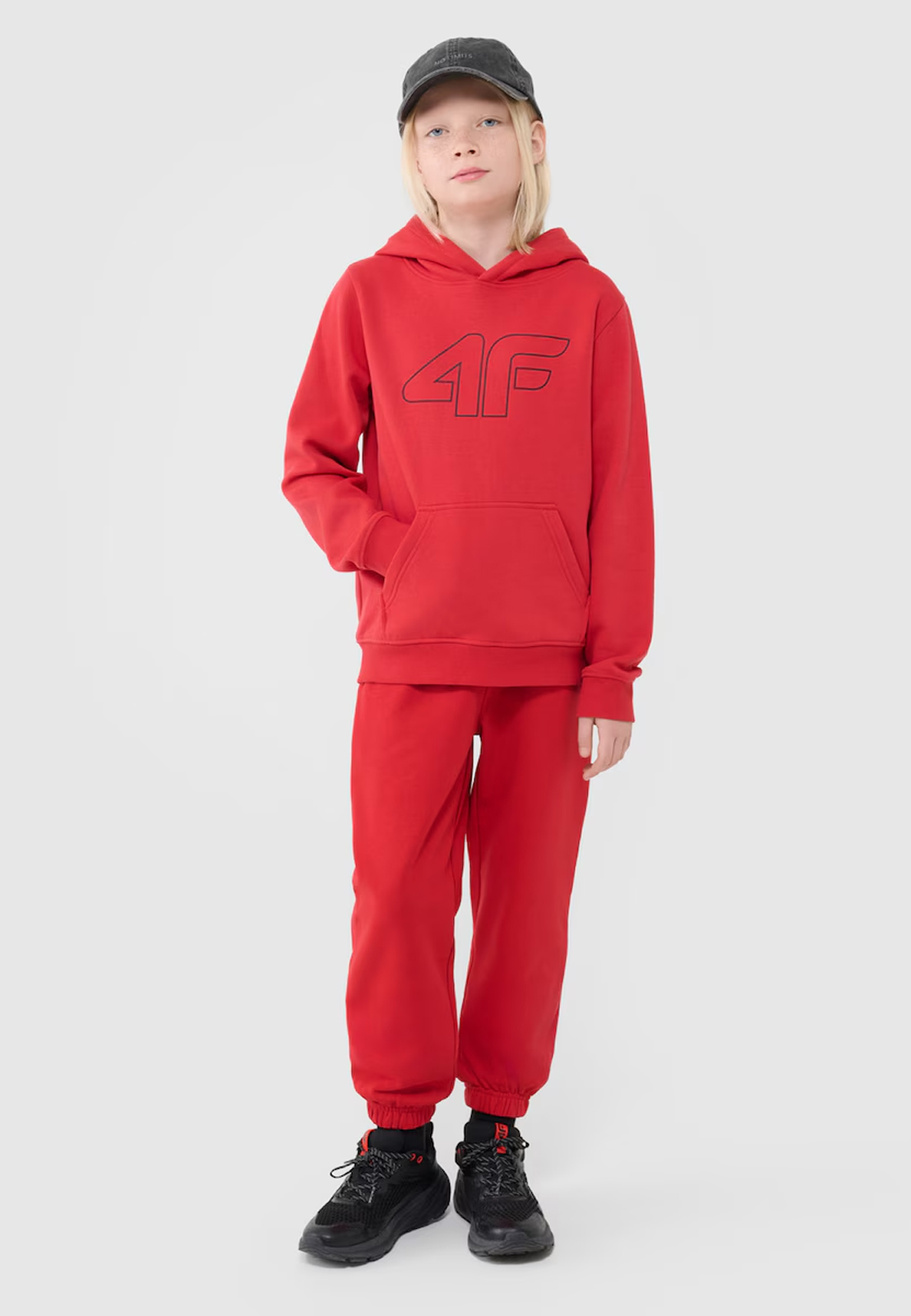 Spodnie Dresowe Chłopięce 4F Joggery Sportowe Oversize Czerwone 4FJWSS25TTROM1186