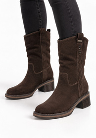 Botki Damskie BIG STAR Buty Zamszowe Ocieplane Brązowe UU274607