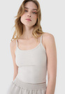 Crop-top Damski 4F Slim Fit Koszulka Na Ramiączkach Beżowa 4FWSS25TSLEF127