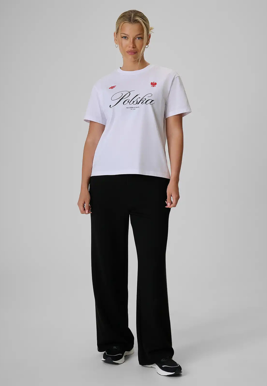 Koszulka Damska 4F Polska Bawełniany T-Shirt Casual Biała Sportowa 4FRSS26TTSHF4206