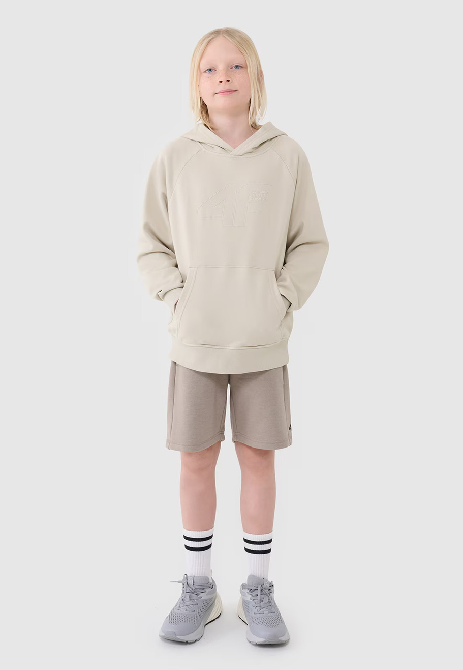Bluza Chłopięca 4F Beżowa z Kapturem Oversize 4FJWSS25TSWSM1712