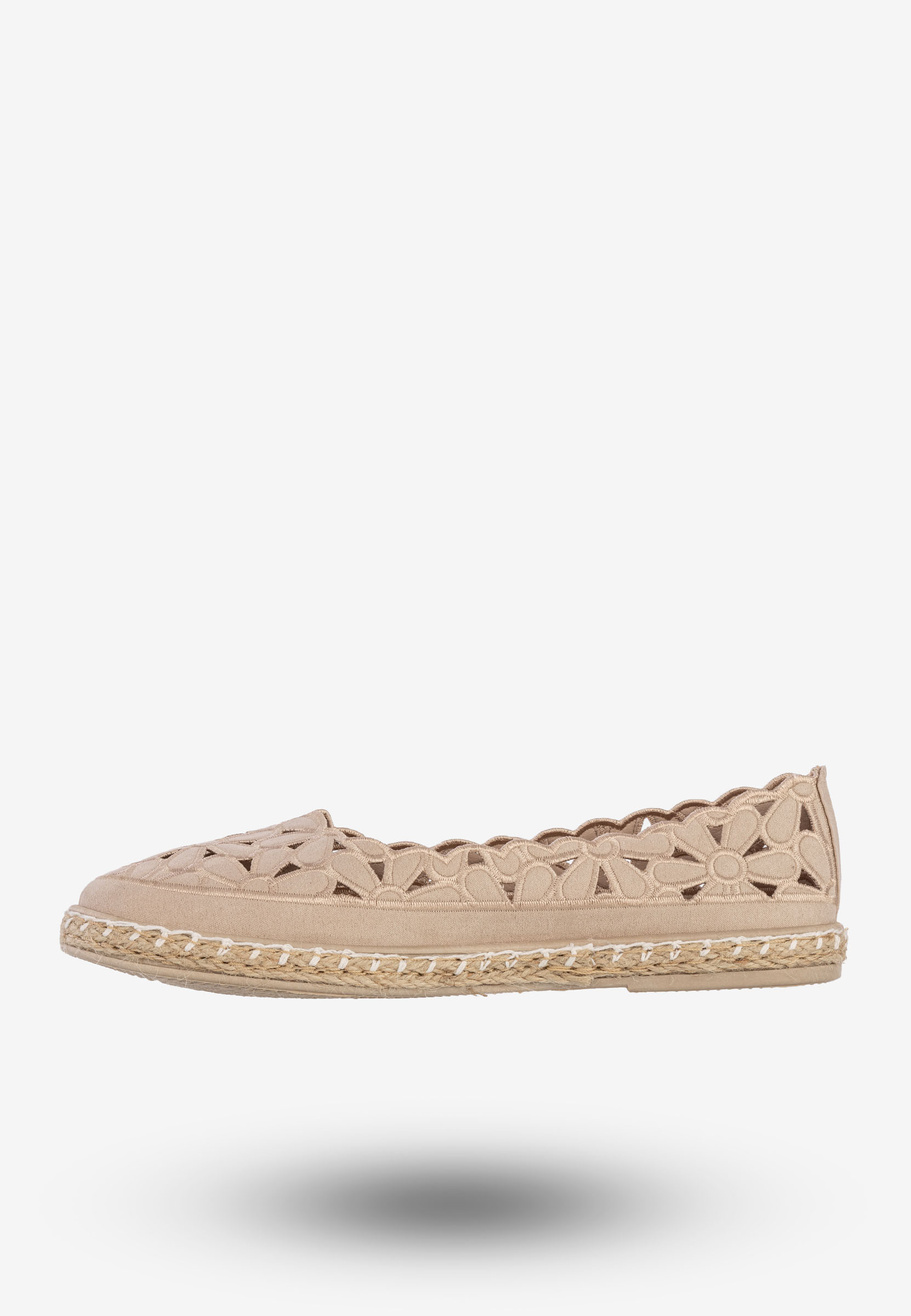 Espadryle Damskie Ażurowe Buty Casual W Kwiaty Półbuty Beżowe DD3001D-51