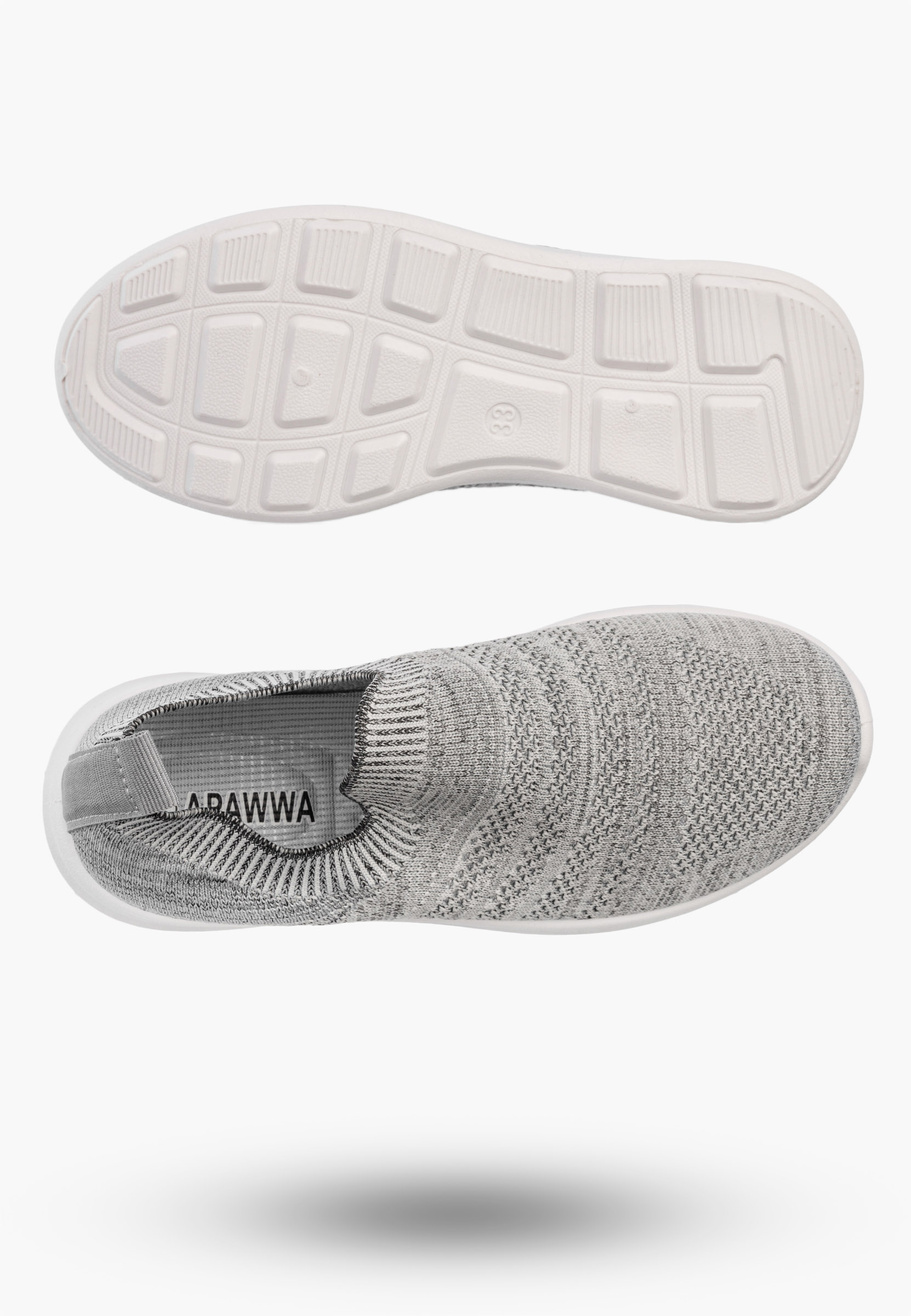 Buty Sportowe Dziecięce APAWWA Wsuwane Sneakersy Lekkie Szare