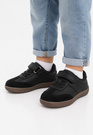 Sneakersy Dziecięce Skórzana Wkładka Buty Na Rzepy Barefoot Czarne APAWWA