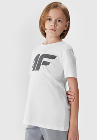 Koszulka Chłopięca 4F T-shirt Z Nadrukiem Biały 4FJAW23TTSHM0794