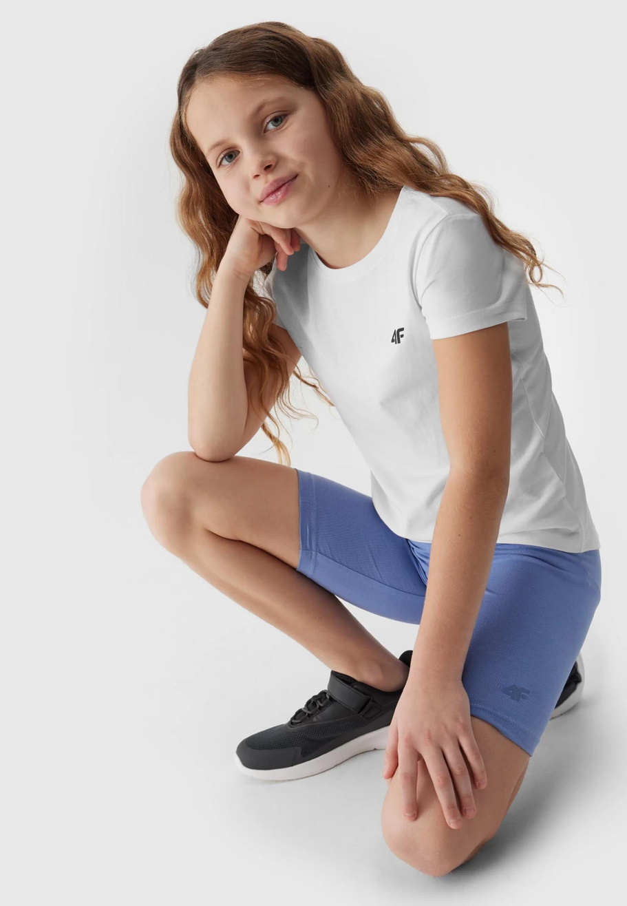 Legginsy Dziewczęce Kolarki 4F dzianinowe niebieskie 4FJWSS24TTIGF129