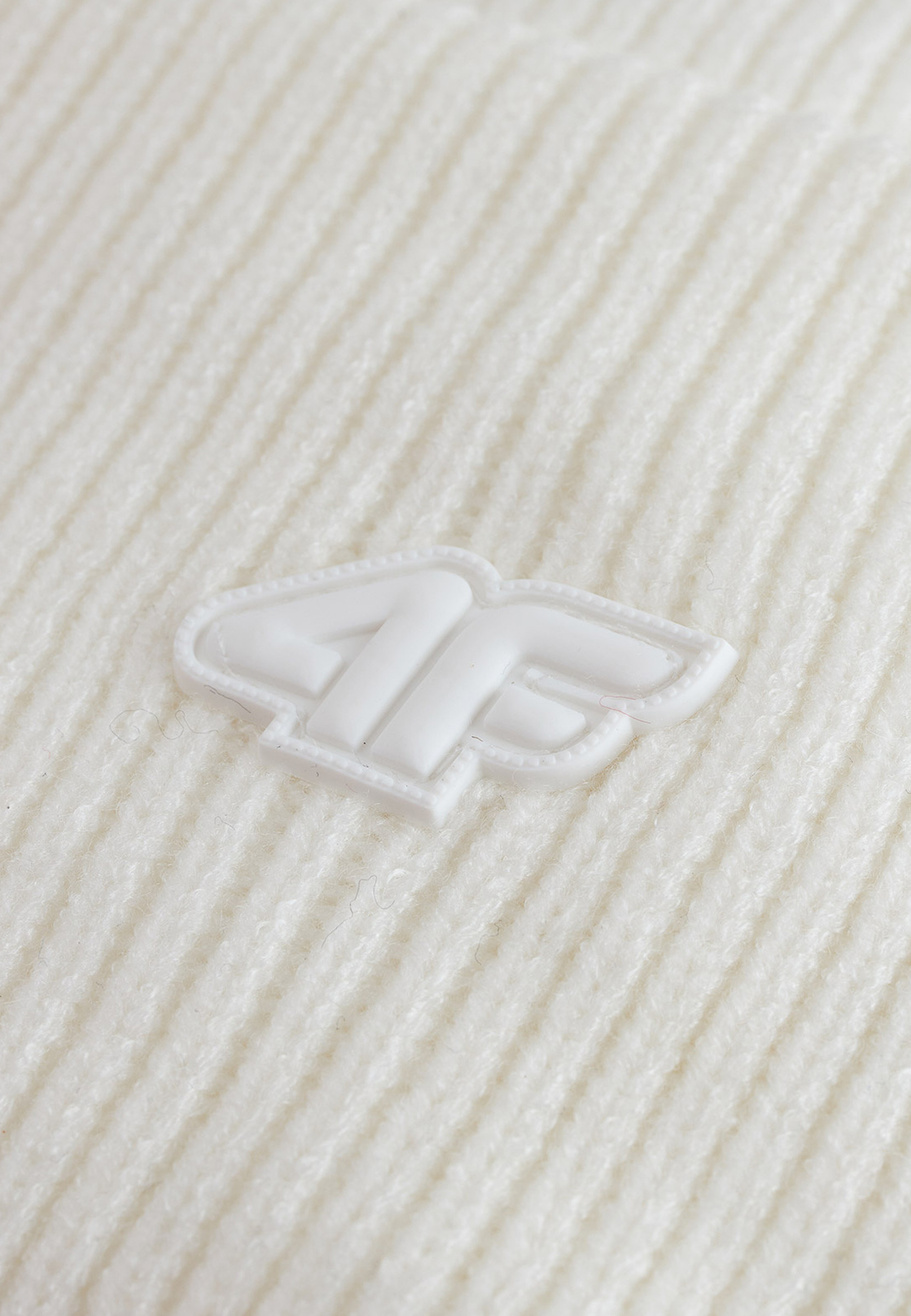 Czapka 4F Zimowa Beanie Uniseks Złamana Biel 4FWAW25ACAPU562