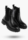 Buty Damskie BIG STAR Botki Skórzane Ocieplane Na Zamek Czarne OO274109