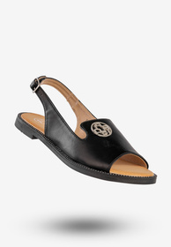 Sandały Damskie Ekoskóra Buty Eleganckie Płaski Obcas Czarne Filippo DS3666/25BK