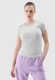 Koszulka Damska 4F Szary T-shirt z Dużym Logiem 4F 4FWSS24TTSHF1163
