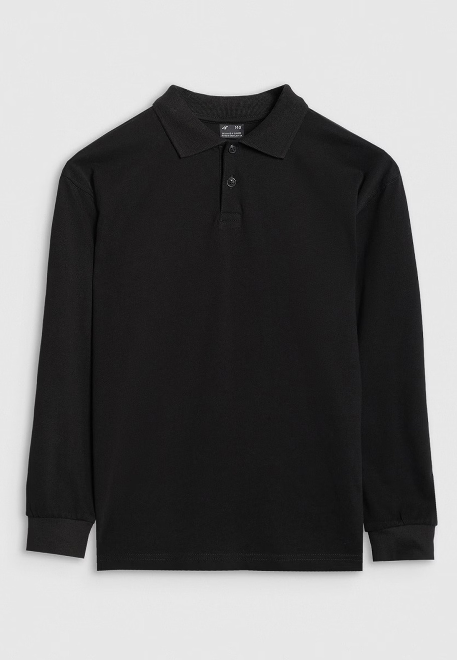 Longsleeve Chłopięcy 4F Regular Bluzka z kołnierzykiem Czarna 4FJWAW25TLONM483
