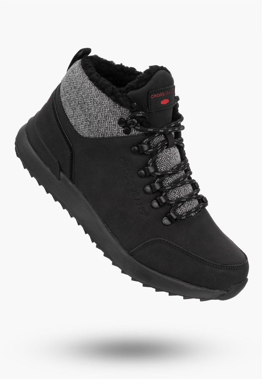 Buty Męskie Cross Jeans Trzewiki Czarne Ocieplane EE1R4113C