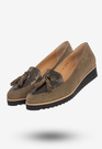 Buty Damskie Mokasyny Na Koturnie Modne Khaki 1152X