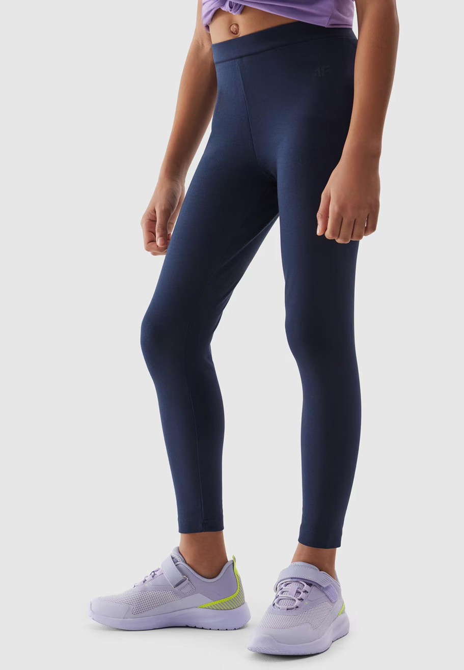 Legginsy Dziewczęce Spodnie 4F dzianinowe granatowe 4FJWSS24TTIGF130