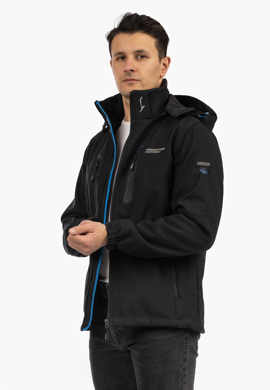 Kurtka Męska Niecieplana Softshell Wiosenna Pianka Lekka Czarna Freestep