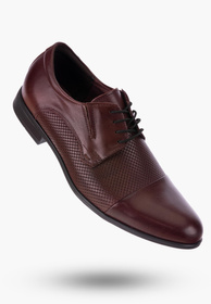 Eleganckie Bordowe Półbuty Męskie Oxford z Perforacją