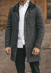 Płaszcz Męski Długi Elegancki Kratka