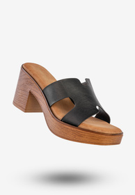 Klapki Damskie Ekoskóra Buty Na Klocku Czarne Potocki 25-21355BK