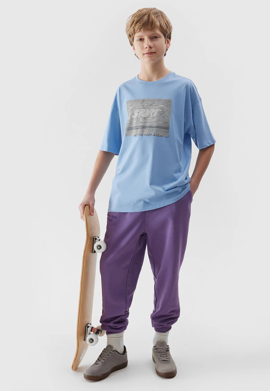 Koszulka Chłopięca 4F T-shirt Niebieski z nadrukiem 4FJRSS24TTSHM1644