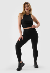 Legginsy Damskie 4F Sportowe Spodnie Dzianina Czarne 4FWSS24TTIGF137
