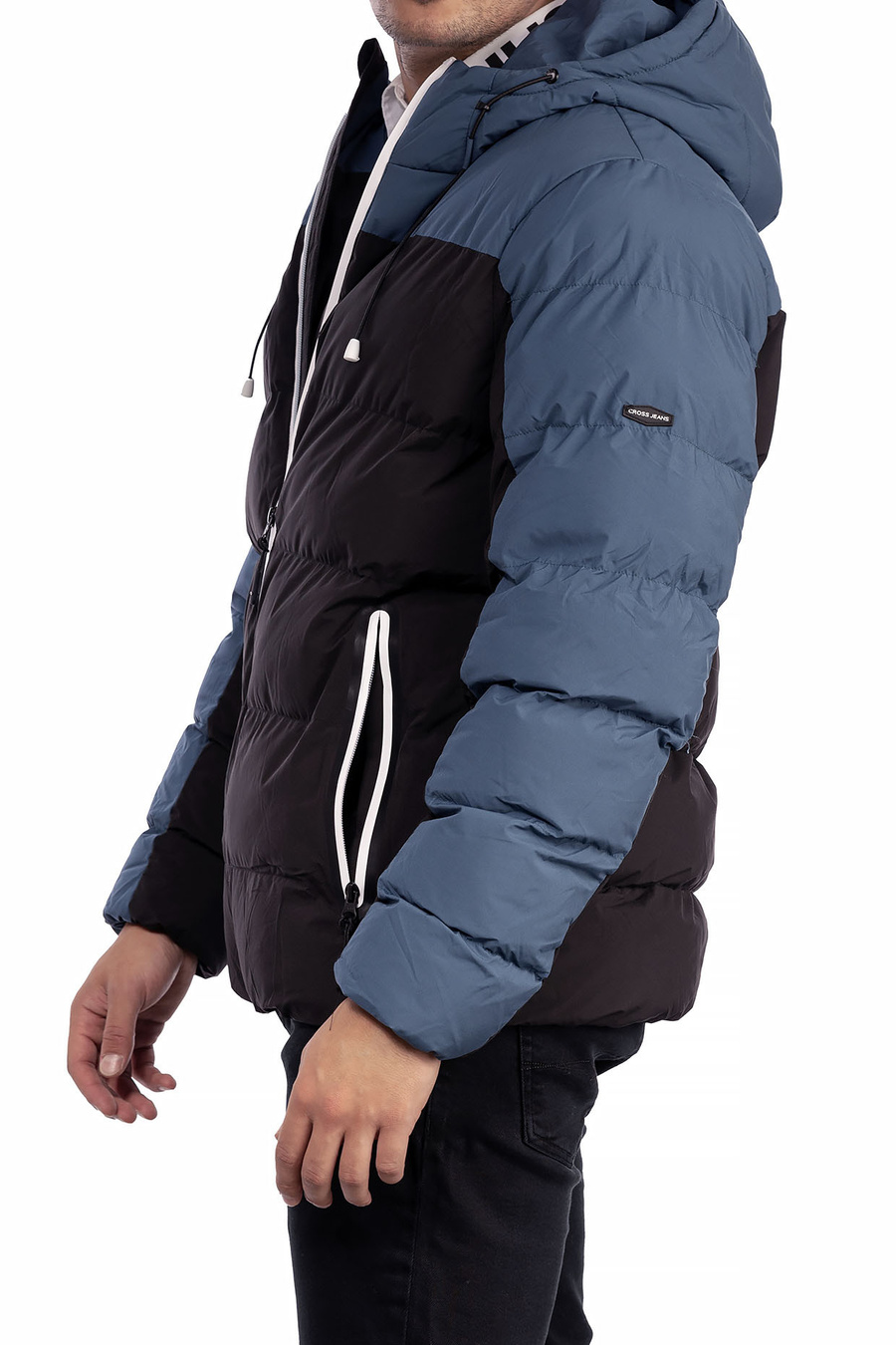 Kurtka Męska Zimowa Puchowa Czarno Niebieska CROSS JEANS INDIGO