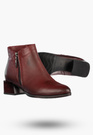 Botki Damskie Skórzane Eleganckie Buty Na Klocku Zimowe Bordowe Darex B355/2