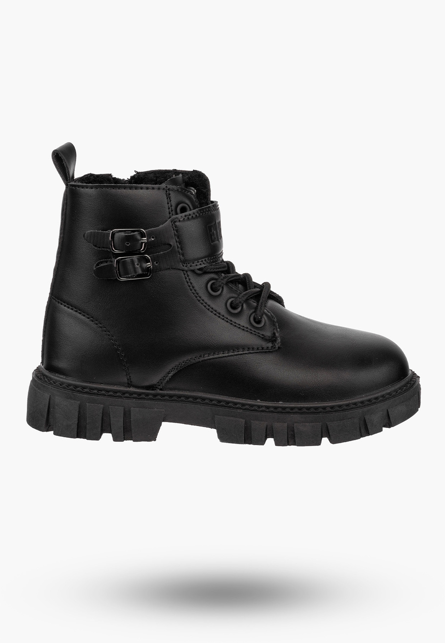 Buty Dziewczęce BIG STAR Trzewiki Ocieplane Eko Skóra Czarne OO374084